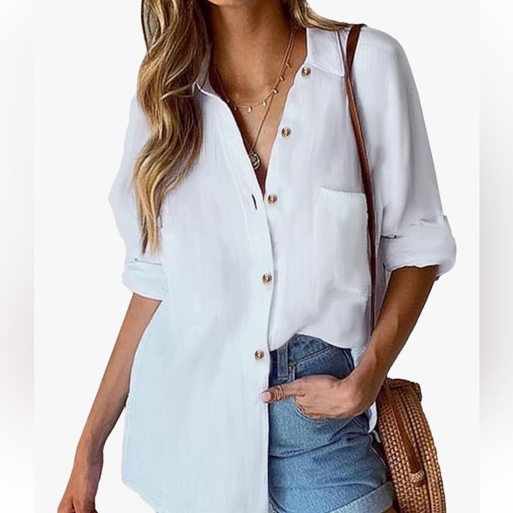 NWT Women's White Button-Up Shirt